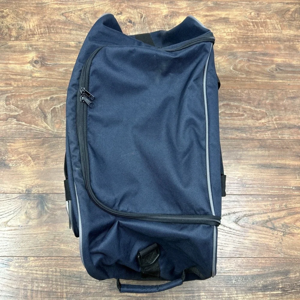 Eddie Bauer Rolling Duffel Navy Pocket Pull‎ Handle Travel Gym Bag New w/ Tags